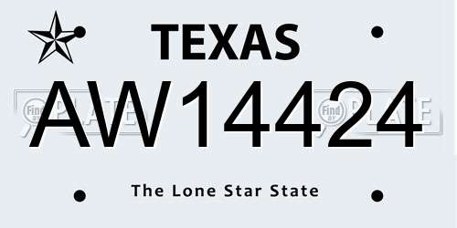 AW14424 Texas License Plate