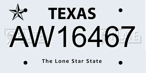 AW16467 Texas License Plate