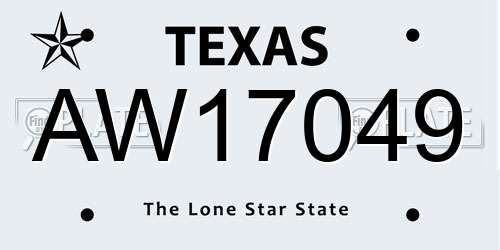 AW17049 Texas License Plate