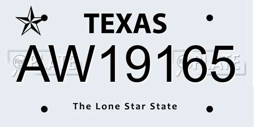 AW19165 Texas License Plate