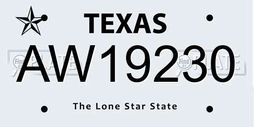 AW19230 Texas License Plate