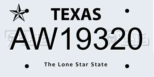 AW19320 Texas License Plate
