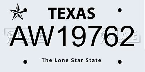 AW19762 Texas License Plate