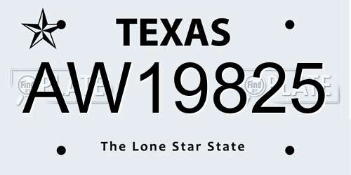 AW19825 Texas License Plate