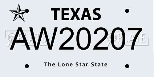AW20207 Texas License Plate