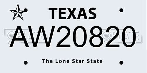 AW20820 Texas License Plate