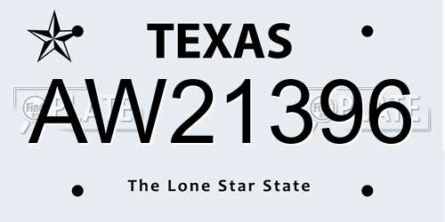 AW21396 Texas License Plate