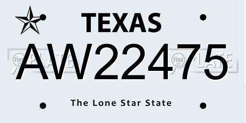 AW22475 Texas License Plate