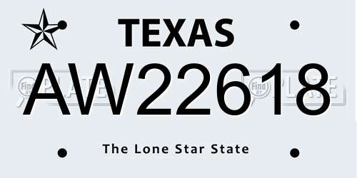 AW22618 Texas License Plate