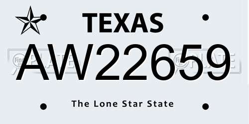 AW22659 Texas License Plate