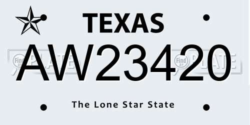 AW23420 Texas License Plate