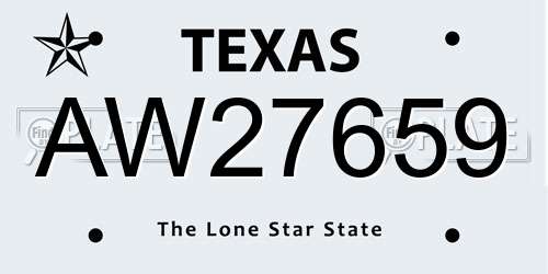 AW27659 Texas License Plate
