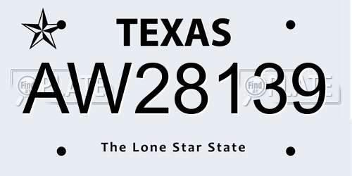 AW28139 Texas License Plate
