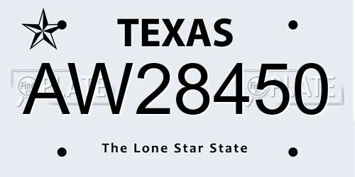 AW28450 Texas License Plate