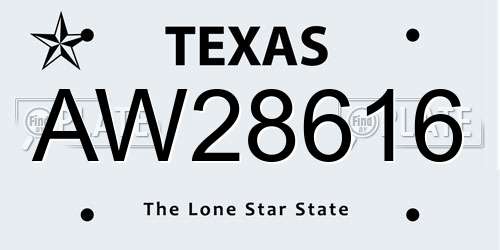 AW28616 Texas License Plate