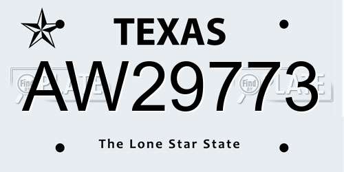 AW29773 Texas License Plate