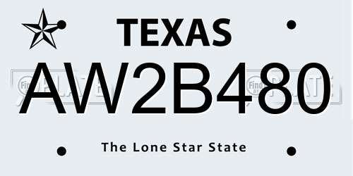 AW2B480 Texas License Plate