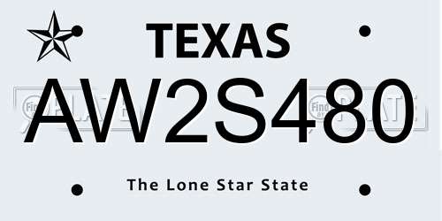 AW2S480 Texas License Plate