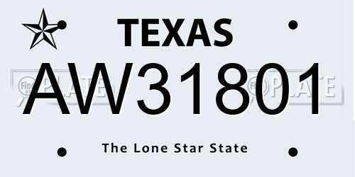 AW31801 Texas License Plate