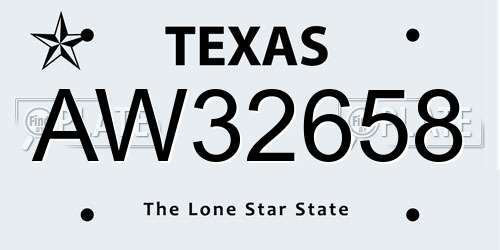 AW32658 Texas License Plate