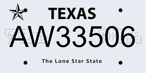 AW33506 Texas License Plate