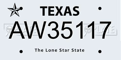 AW35117 Texas License Plate