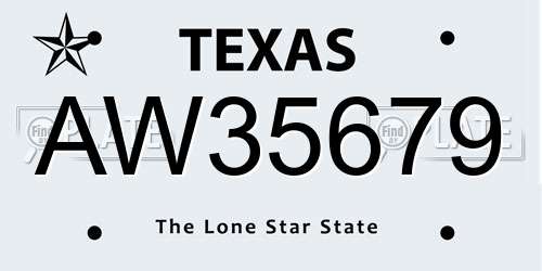 AW35679 Texas License Plate