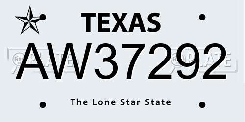 AW37292 Texas License Plate