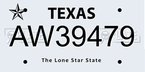 AW39479 Texas License Plate