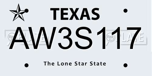 AW3S117 Texas License Plate