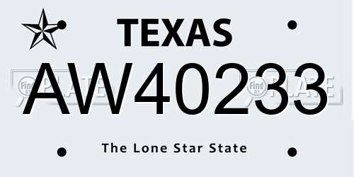 AW40233 Texas License Plate