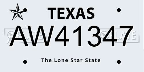 AW41347 Texas License Plate