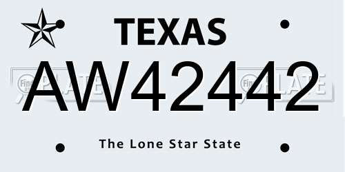 AW42442 Texas License Plate
