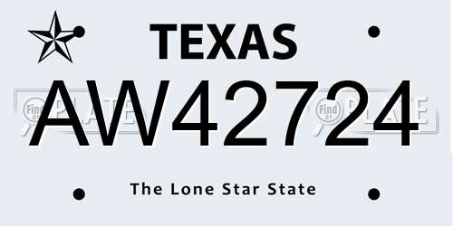 AW42724 Texas License Plate
