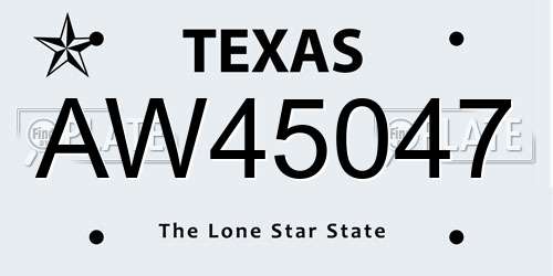 AW45047 Texas License Plate