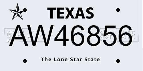 AW46856 Texas License Plate
