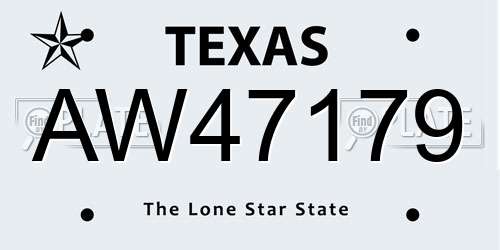 AW47179 Texas License Plate