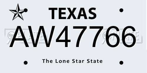 AW47766 Texas License Plate