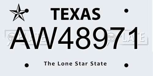 AW48971 Texas License Plate