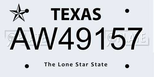 AW49157 Texas License Plate