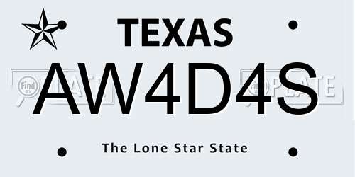 AW4D4S Texas License Plate