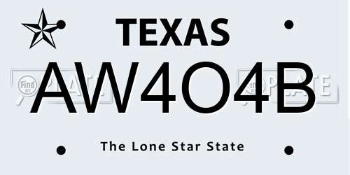 AW4O4B Texas License Plate