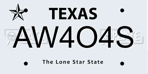 AW4O4S Texas License Plate