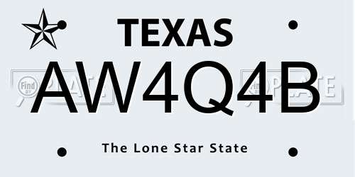 AW4Q4B Texas License Plate