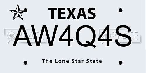 AW4Q4S Texas License Plate