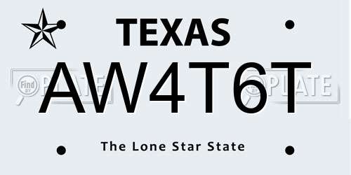 AW4T6T Texas License Plate