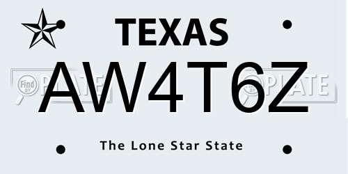 AW4T6Z Texas License Plate