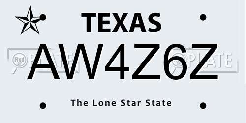 AW4Z6Z Texas License Plate