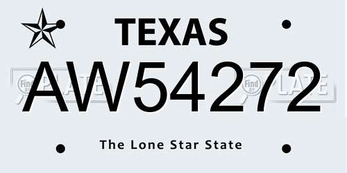AW54272 Texas License Plate