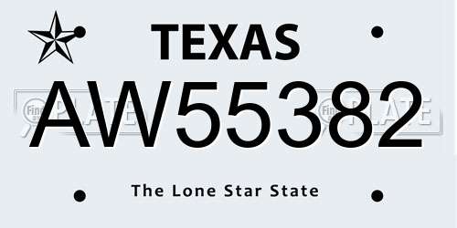 AW55382 Texas License Plate